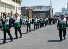 مراسم دسته‌روی خادمیاران رضوی به‌مناسبت شهادت حضرت علی بن موسی الرضا (ع) در محمودآباد