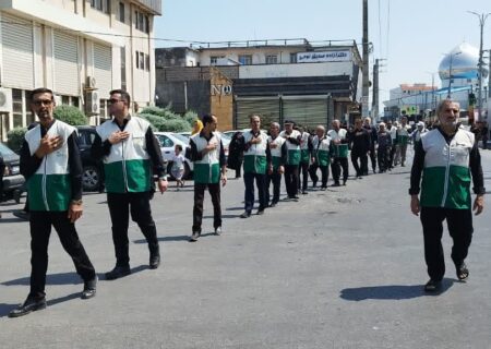 مراسم دسته‌روی خادمیاران رضوی به‌مناسبت شهادت حضرت علی بن موسی الرضا (ع) در محمودآباد